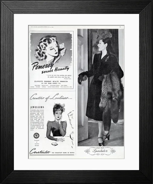 Framed Print : Fashion Advertisements - Tatler and Bystander, 1945