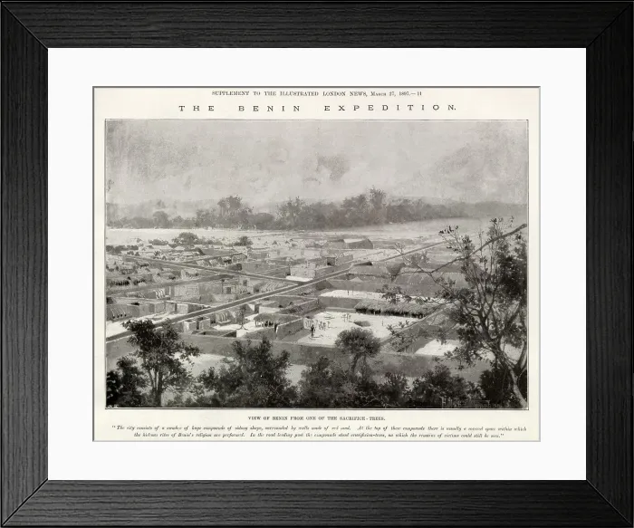 Framed Print : View down over Benin City from one of the sacrifice trees'. Date: 1897 Framed Print : View down over Benin City from one of the sacrifice trees'. Date: 1897