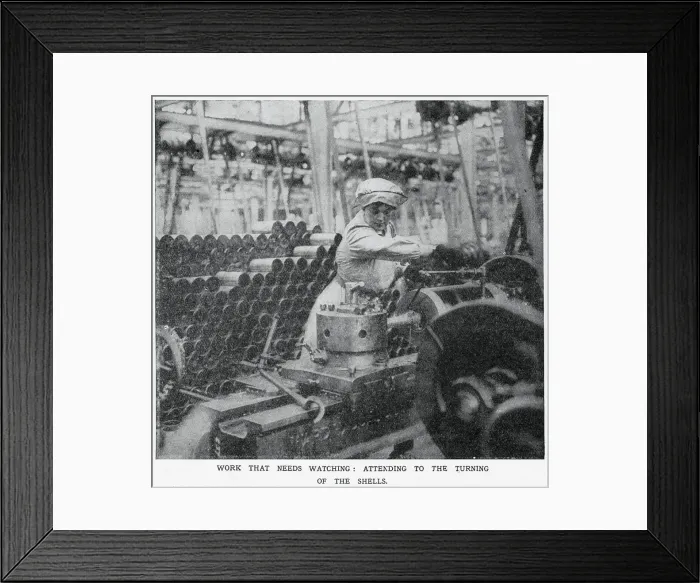 Framed Print : Vickers Munition Factory - Turning of the Shells 1915 Framed Print : Vickers Munition Factory - Turning of the Shells 1915
