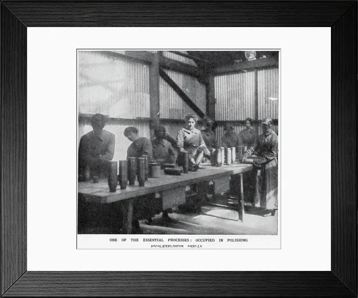 Framed Print : Vickers Munition Factory - Polishing High Explosives 1915 Framed Print : Vickers Munition Factory - Polishing High Explosives 1915