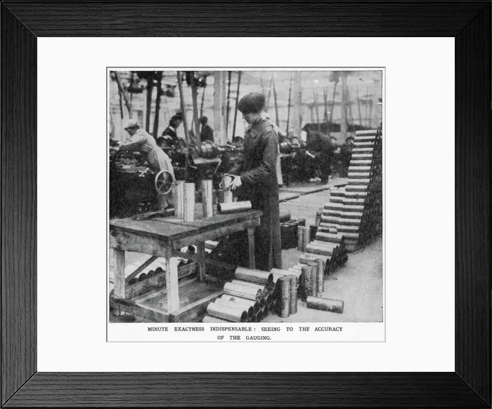 Framed Print : Vickers Munition Factory - Accuracy of the Gauging 1915 Framed Print : Vickers Munition Factory - Accuracy of the Gauging 1915