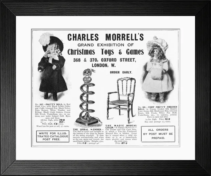 Framed Print : Advert for Charles Morrell's Christmas Toys 1906