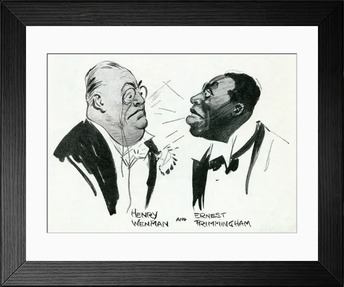 Framed Print : Actor Ernest Trimmingham (1880-1942) - Actor in the role of the Bandleader The Dippers at The Criterion, pictured with Henry Wenham (in the role of Lord Mellingham)