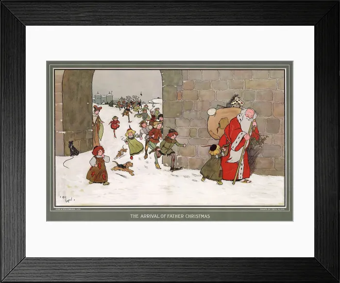 Framed Print : Arrival of Father Christmas by Cecil Aldin Framed Print : Arrival of Father Christmas by Cecil Aldin