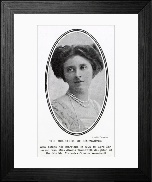 Framed Print : Almina Herbert, Countess of Carnarvon (1876 - 1969), wife of George Herbert, 5th Earl of Carnarvon, and chatelaine of Highclere Castle in Hampshire. Date: 1908 Framed Print : Almina Herbert, Countess of Carnarvon (1876 - 1969), wife of George Herbert, 5th Earl of Carnarvon, and chatelaine of Highclere Castle in Hampshire. Date: 1908