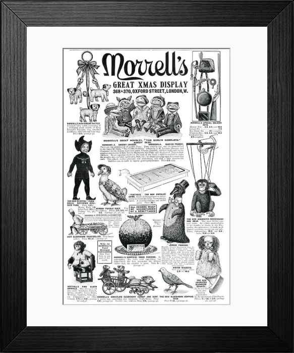 Framed Print : A selection of Christmas novelty gifts for children, shop at Oxford Street, London. Date: 1910
