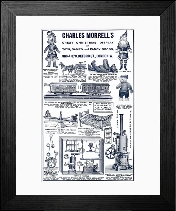 Framed Print : A variety of the latest Christmas toys and games available from from Charles Morrell's in Oxford Street, London. Date: 1908 Framed Print : A variety of the latest Christmas toys and games available from from Charles Morrell's in Oxford Street, London. Date: 1908