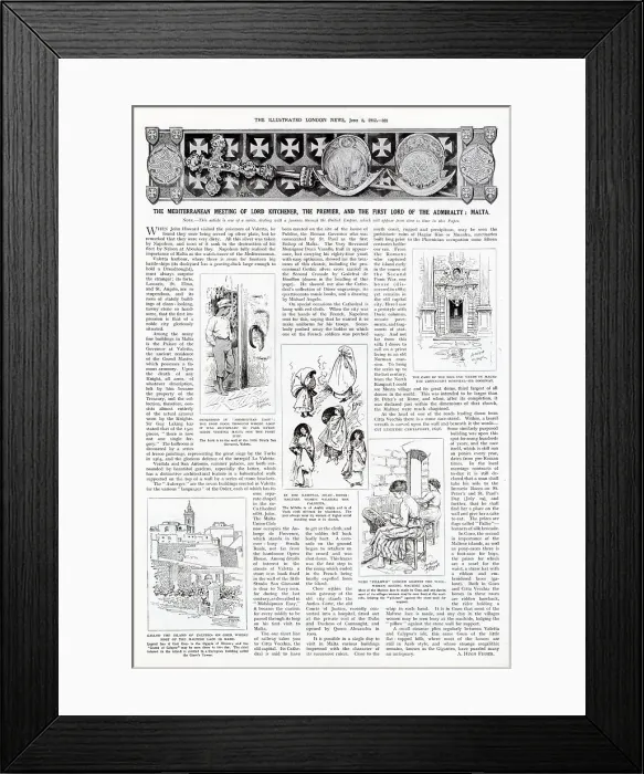 Framed Print : Alfred Hugh Fisher, Vignettes of Empire. The Mediterranean meeting of Lord Kitchener, the Premier, and the first Lord of the admiralty: Malta. In the national head-dress: Maltese women wearing the faldetta Date: 1912 Framed Print : Alfred Hugh Fisher, Vignettes of Empire. The Mediterranean meeting of Lord Kitchener, the Premier, and the first Lord of the admiralty: Malta. In the national head-dress: Maltese women wearing the faldetta Date: 1912