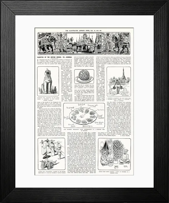 Framed Print : Alfred Hugh Fisher, Vignettes of Empire VII. Burmah. Nine Burmese delicacies: light refreshments at a Buddhist fte in Rangoon Date: 1912 Framed Print : Alfred Hugh Fisher, Vignettes of Empire VII. Burmah. Nine Burmese delicacies: light refreshments at a Buddhist fte in Rangoon Date: 1912