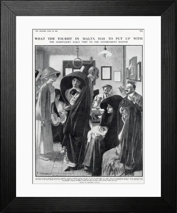 Framed Print : What the tourist in Malta has to put up with: the compulsory daily visit to the government doctor