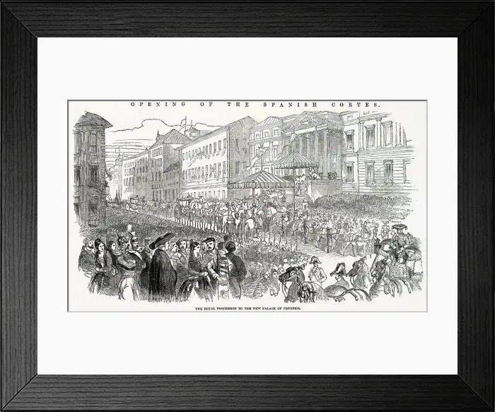 Framed Print : Royal Procession to the new palace of Congress in Madrid. Date: 1850 Framed Print : Royal Procession to the new palace of Congress in Madrid. Date: 1850