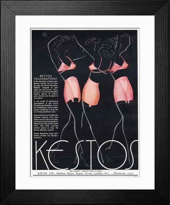 Framed Print : Advertisement for women's undergarments. Date: 1936 Framed Print : Advertisement for women's undergarments. Date: 1936