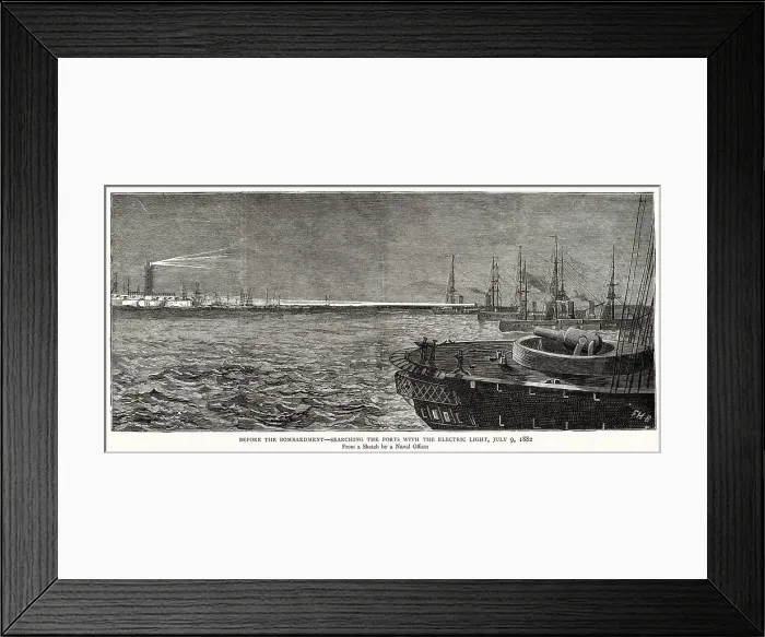 Framed Print : Alexandria, searching the forts with the electric light Framed Print : Alexandria, searching the forts with the electric light