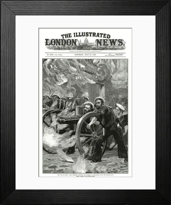 Framed Print : Naval Brigade Clear the Streets of Alexandria - Gatling Gun Framed Print : Naval Brigade Clear the Streets of Alexandria - Gatling Gun