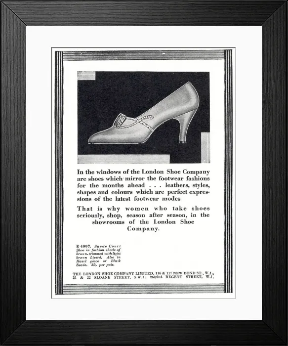Framed Print : Advertisement for The London Shoe Company'. Date: 1929 Framed Print : Advertisement for The London Shoe Company'. Date: 1929