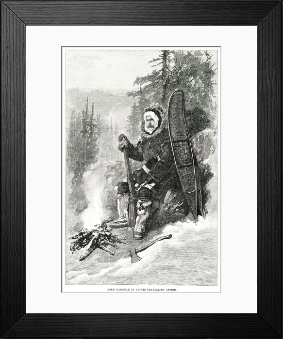 Framed Print : The Earl of Lonsdale pictured in his arctic travelling attire during his expedition in 1889 through North West North America, from the North Saskatchewan River to the shores of the Arctic Ocean across Alaska to the North Pacific. Date: 1890 Framed Print : The Earl of Lonsdale pictured in his arctic travelling attire during his expedition in 1889 through North West North America, from the North Saskatchewan River to the shores of the Arctic Ocean across Alaska to the North Pacific. Date: 1890