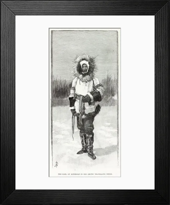 Framed Print : The Earl of Lonsdale in his Arctic travelling dress during his expedition in 1889 through North West North America, from the North Saskatchewan River to the shores of the Arctic Ocean across Alaska to the North Pacific. Date: 1890 Framed Print : The Earl of Lonsdale in his Arctic travelling dress during his expedition in 1889 through North West North America, from the North Saskatchewan River to the shores of the Arctic Ocean across Alaska to the North Pacific. Date: 1890