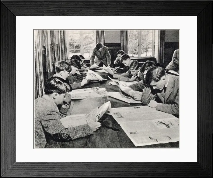 Framed Print : Pupils at Wellington College keeping in touch with current events, studying newspapers in the school's reading room. Date: 1959 Framed Print : Pupils at Wellington College keeping in touch with current events, studying newspapers in the school's reading room. Date: 1959