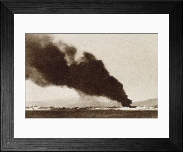 Framed Print : An insurgent air attack on Malaga, Spain, during the civil war. Date: 1936 Framed Print : An insurgent air attack on Malaga, Spain, during the civil war. Date: 1936