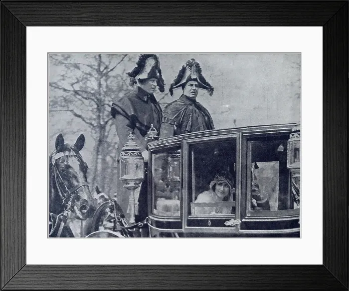 Framed Print : After the wedding of George, Duke of York (later King George VI): London's first view of the bride as Duchess of York: a happy face at the carriage window as Elizabeth Bowes-Lyon, as she was, drove with her husband to Buckingham Palace