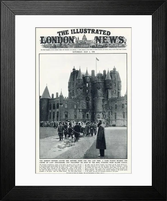 Framed Print : Front cover of The Illustrated London News with a photograph showing the funeral cortege for Lady Strathmore, the mother of Queen Elizabeth, the Queen Mother, and maternal grandmother of Queen Elizabeth II Framed Print : Front cover of The Illustrated London News with a photograph showing the funeral cortege for Lady Strathmore, the mother of Queen Elizabeth, the Queen Mother, and maternal grandmother of Queen Elizabeth II