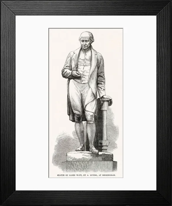 Framed Print : Statue of James Watt (1736 - 1819), engineer & inventor, by Alexander Munro, at Birmingham. Date: 1868 Framed Print : Statue of James Watt (1736 - 1819), engineer & inventor, by Alexander Munro, at Birmingham. Date: 1868