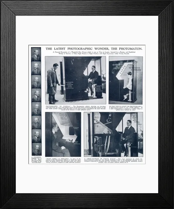 Framed Print : Young Russian inventor Anatol M Josephs received the first US patent for a fully automatic photographic film developing machine. The person seated in the cabinet wound pay Framed Print : Young Russian inventor Anatol M Josephs received the first US patent for a fully automatic photographic film developing machine. The person seated in the cabinet wound pay
