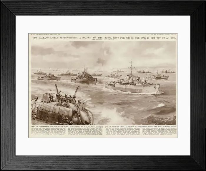 Framed Print : Royal Navy Minesweepers in action Framed Print : Royal Navy Minesweepers in action