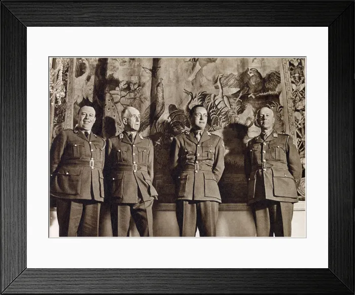 Framed Print : Prince Bernhard of the Netherlands, husband to Princess Juliana, together with (from left), Captain Jonkheer van Lawick, Major-General Jonkheer van Elemeet and Colonel Phaff at the Dutch HQ in London during the Second World War. Date: 1940
