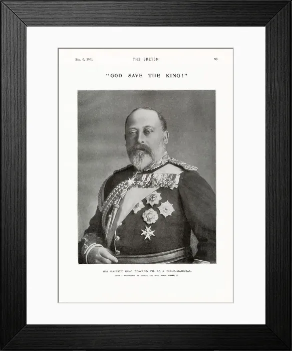 Framed Print : King Edward VII (1841 - 1910), King of the United Kingdom and the British Dominions, and Emperor of India, reigning from 22th January 1901 until his death in 1910 Framed Print : King Edward VII (1841 - 1910), King of the United Kingdom and the British Dominions, and Emperor of India, reigning from 22th January 1901 until his death in 1910