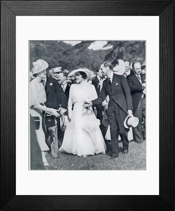 Framed Print : King George VI and Queen Elizabeth greeting a guest at a garden party held in their honour at the Bagatelle in the Bois de Boulogne Framed Print : King George VI and Queen Elizabeth greeting a guest at a garden party held in their honour at the Bagatelle in the Bois de Boulogne