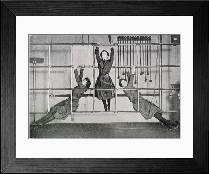 Framed Print : Women on the Swedish ladder. Date: 1901 Framed Print : Women on the Swedish ladder. Date: 1901