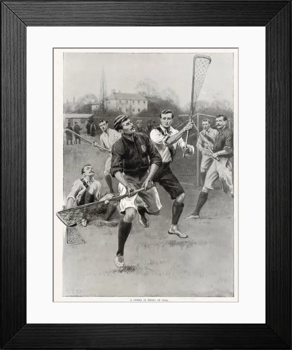 Framed Print : Two teams playing a friendly game of lacrosse. Date: 1902 Framed Print : Two teams playing a friendly game of lacrosse. Date: 1902