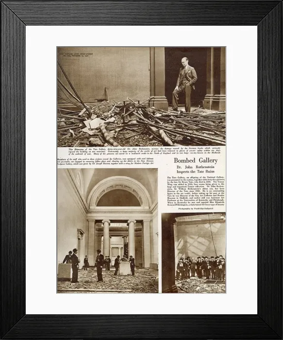 Framed Print : Tate Gallery bombed, 1940