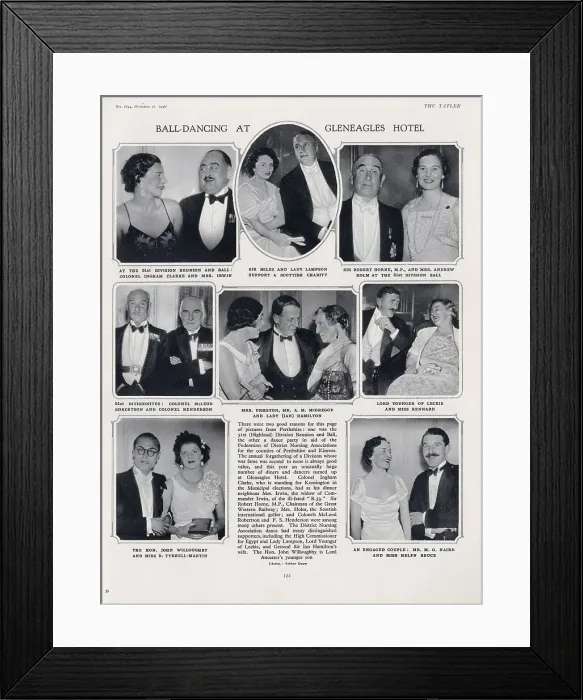 Framed Print : Page from The Tatler, 28th October 1936: Ball-dancing at Gleneagles Hotel. Date: 1936 Framed Print : Page from The Tatler, 28th October 1936: Ball-dancing at Gleneagles Hotel. Date: 1936