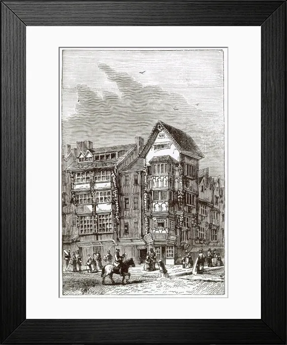 Framed Print : Isaak Walton's house at the corner of Fleet Street and Chancery Lane, London. Date: 19th century