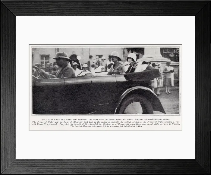Framed Print : Prince Henry, Duke of Gloucester driving through the streets of Nairobi during a holiday in Kenya with his brother, the Prince of Wales (King Edward VIII, later Duke of Windsor) Framed Print : Prince Henry, Duke of Gloucester driving through the streets of Nairobi during a holiday in Kenya with his brother, the Prince of Wales (King Edward VIII, later Duke of Windsor)
