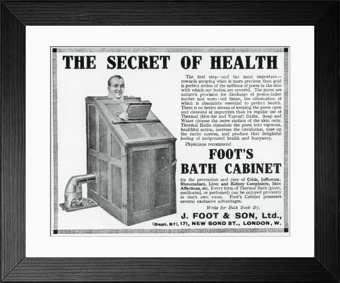Framed Print : Advert for Foot's Bath Cabinet 1924 Framed Print : Advert for Foot's Bath Cabinet 1924