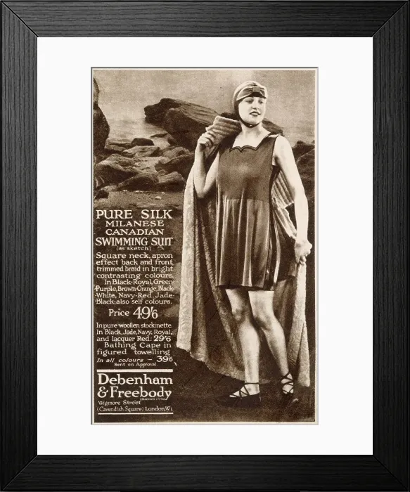 Framed Print : Advert for Debenham & Freebody - women's swimwear 1924 Framed Print : Advert for Debenham & Freebody - women's swimwear 1924