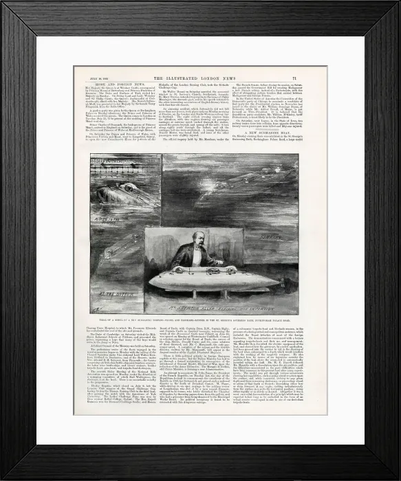 Framed Print : Trial of model of new submarine 1896 Framed Print : Trial of model of new submarine 1896