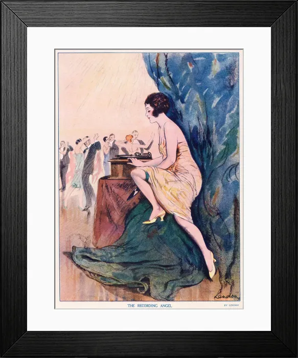 Framed Print : Couples enjoying the music in a dance hall, while a lady changes the vinyl record. Date: 1926 Framed Print : Couples enjoying the music in a dance hall, while a lady changes the vinyl record. Date: 1926