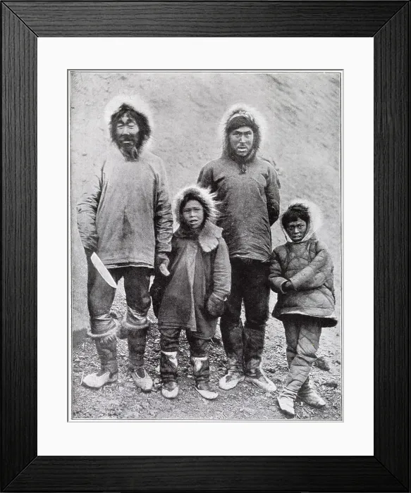Framed Print : Glimpses of life among fur-traders of the Canadian, far North-West. Photograph taken at midnight of the Esquimau wearing traditional clothing to keep the intense cold of a temperature which often reached 40 degrees below zero. Date: 1904 Framed Print : Glimpses of life among fur-traders of the Canadian, far North-West. Photograph taken at midnight of the Esquimau wearing traditional clothing to keep the intense cold of a temperature which often reached 40 degrees below zero. Date: 1904