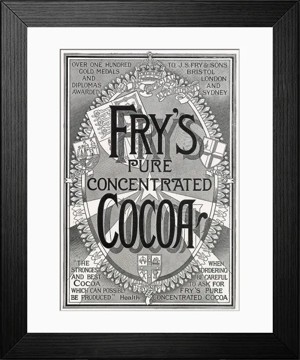 Framed Print : Advert for J.S. Fry & Sons Cocoa 1895 Framed Print : Advert for J.S. Fry & Sons Cocoa 1895
