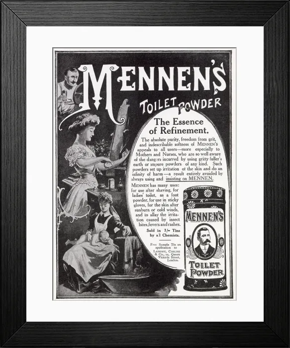 Framed Print : Advert for Mennen's - toilet powder 1910 Framed Print : Advert for Mennen's - toilet powder 1910