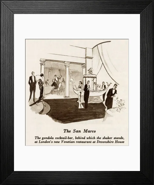 Framed Print : San Marco restaurant with gondola cocktail bar Framed Print : San Marco restaurant with gondola cocktail bar