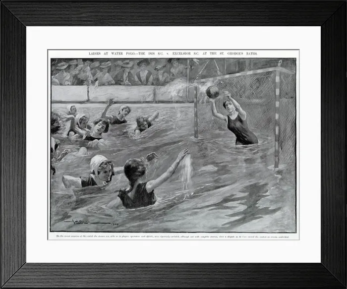 Framed Print : Isis S.C vs Excelsior S.C at the St. George's Baths. Date: 1904 Framed Print : Isis S.C vs Excelsior S.C at the St. George's Baths. Date: 1904