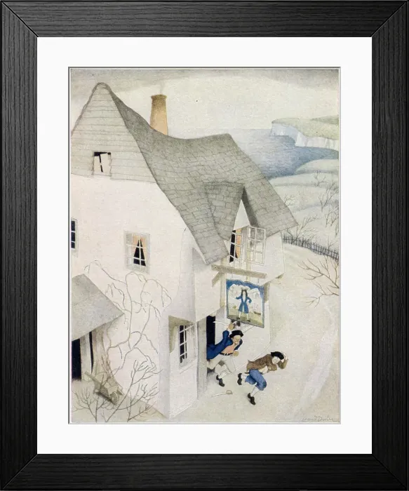 Framed Print : Black Dog Disapperas. A scene from Treasure Island by Robert Louis Stevenson, illustrated by Edmund Dulac. Date: 1927