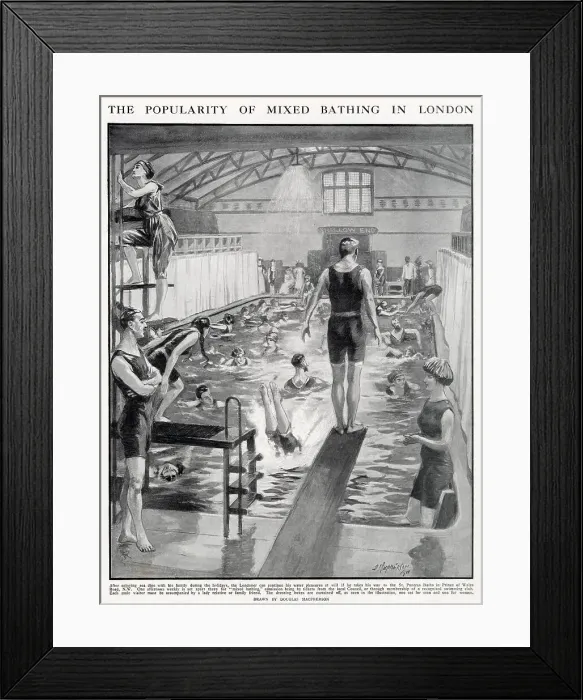 Framed Print : Popularity of Mixed Bathing in London 1911 Framed Print : Popularity of Mixed Bathing in London 1911