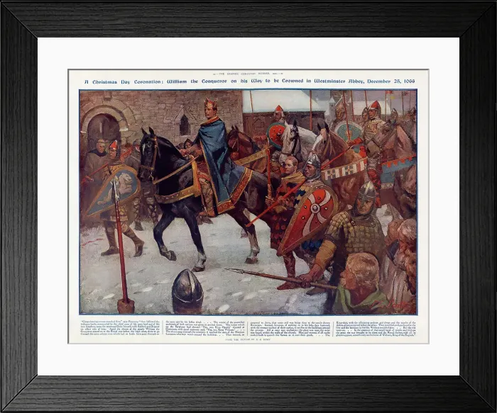 Framed Print : A Christmas Day Coronation: William the Conqueror rides to Westminster Abbey to receive the Crown of England - December 25, 1066 Date: 1066 Framed Print : A Christmas Day Coronation: William the Conqueror rides to Westminster Abbey to receive the Crown of England - December 25, 1066 Date: 1066