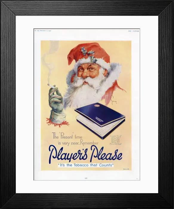Framed Print : Father Christmas in Players advert Framed Print : Father Christmas in Players advert